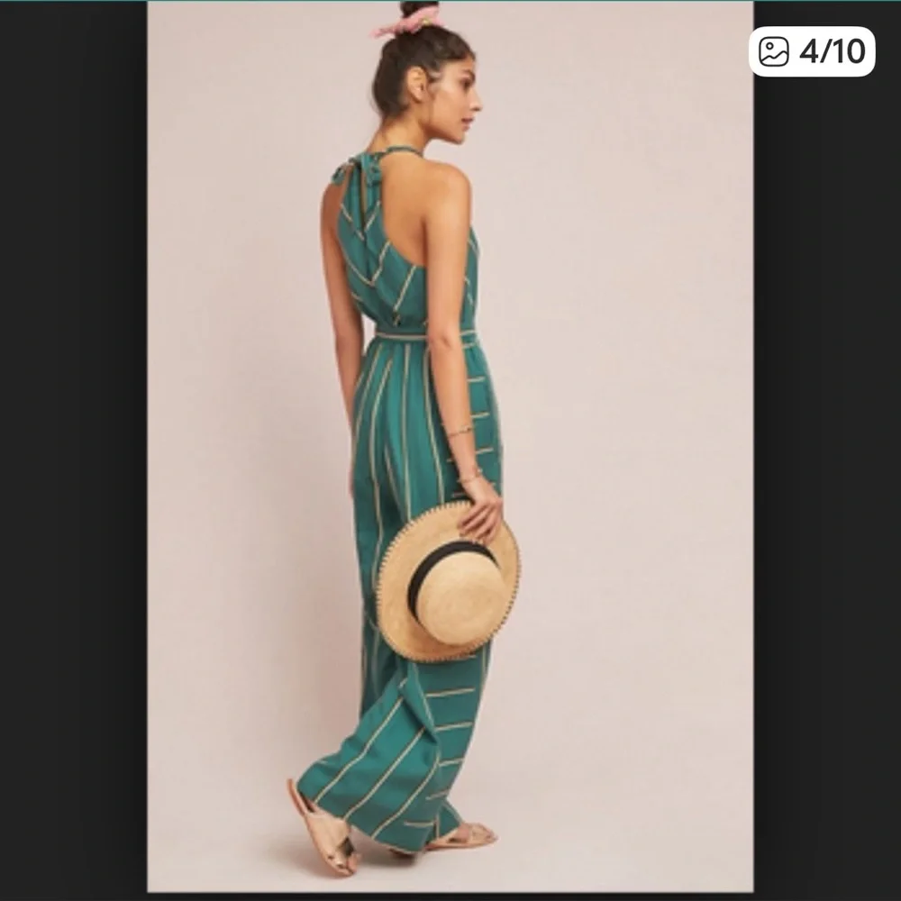 Ettitwa by Anthropologie Wide Leg Striped jumpsuit Size Medium - Picture 3 of 11